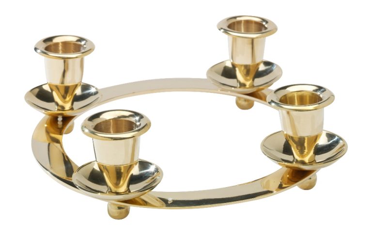 Runder Adventskranz-Kerzenhalter aus Messing – 4 Kerzen