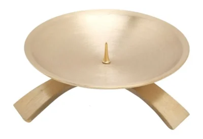 Kerzenhalter aus Messing – Schale mit Dorn, Dreifuß, Ø 11,5 cm