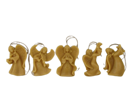 5 Engel-Anhänger aus Bienenwachs – Set Nr. I