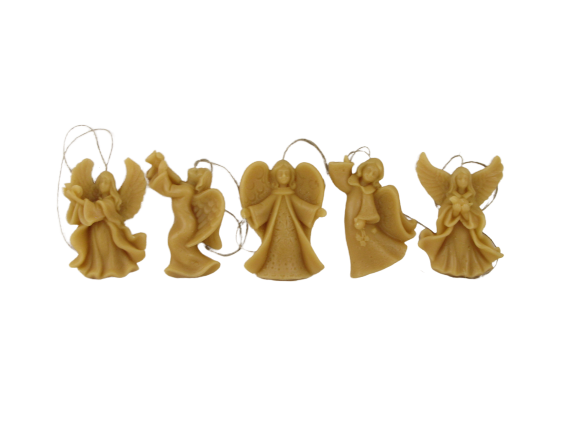 5 Engel-Anhänger aus Bienenwachs – Set Nr. II