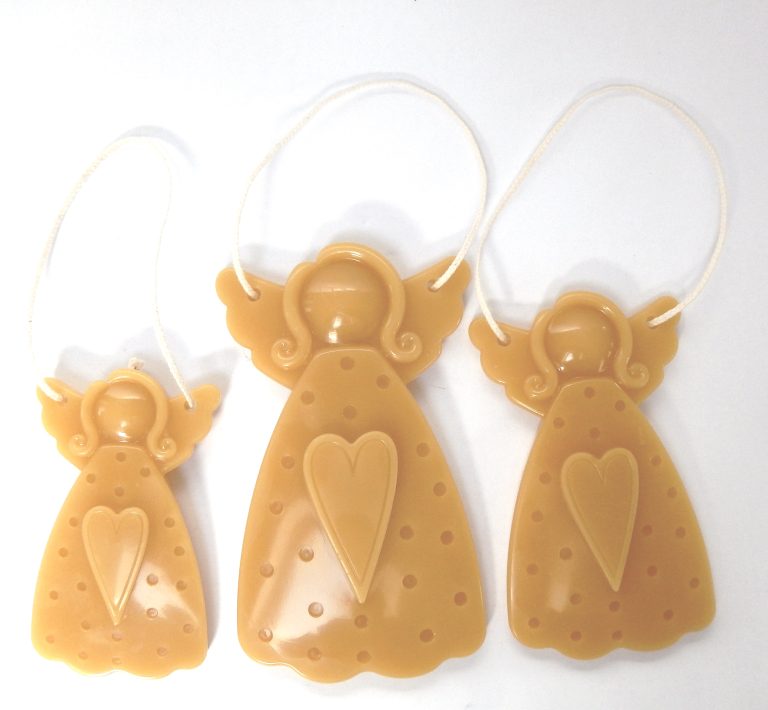 3 Engel-Anhänger aus Bienenwachs