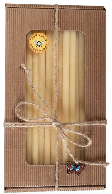 Dünne Kirchenkerze aus Bienenwachs, Ø 7 mm × 20 cm – 30 Stück – Geschenk