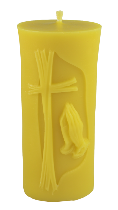 Zylinderkerze mit Kreuz aus Bienenwachs