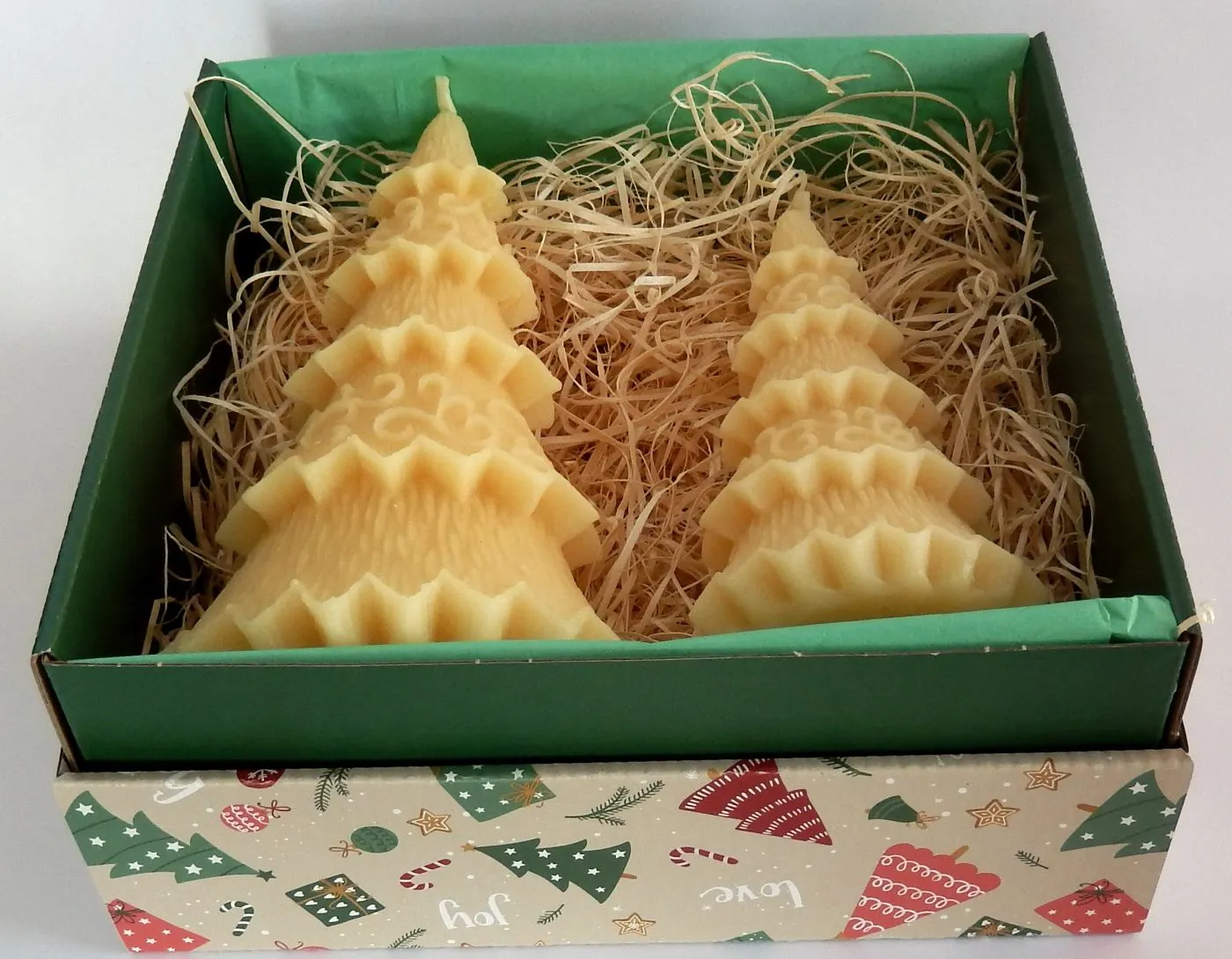 Bienenwachskerzen Geschenkset – Großer und kleiner Weihnachtsbaum