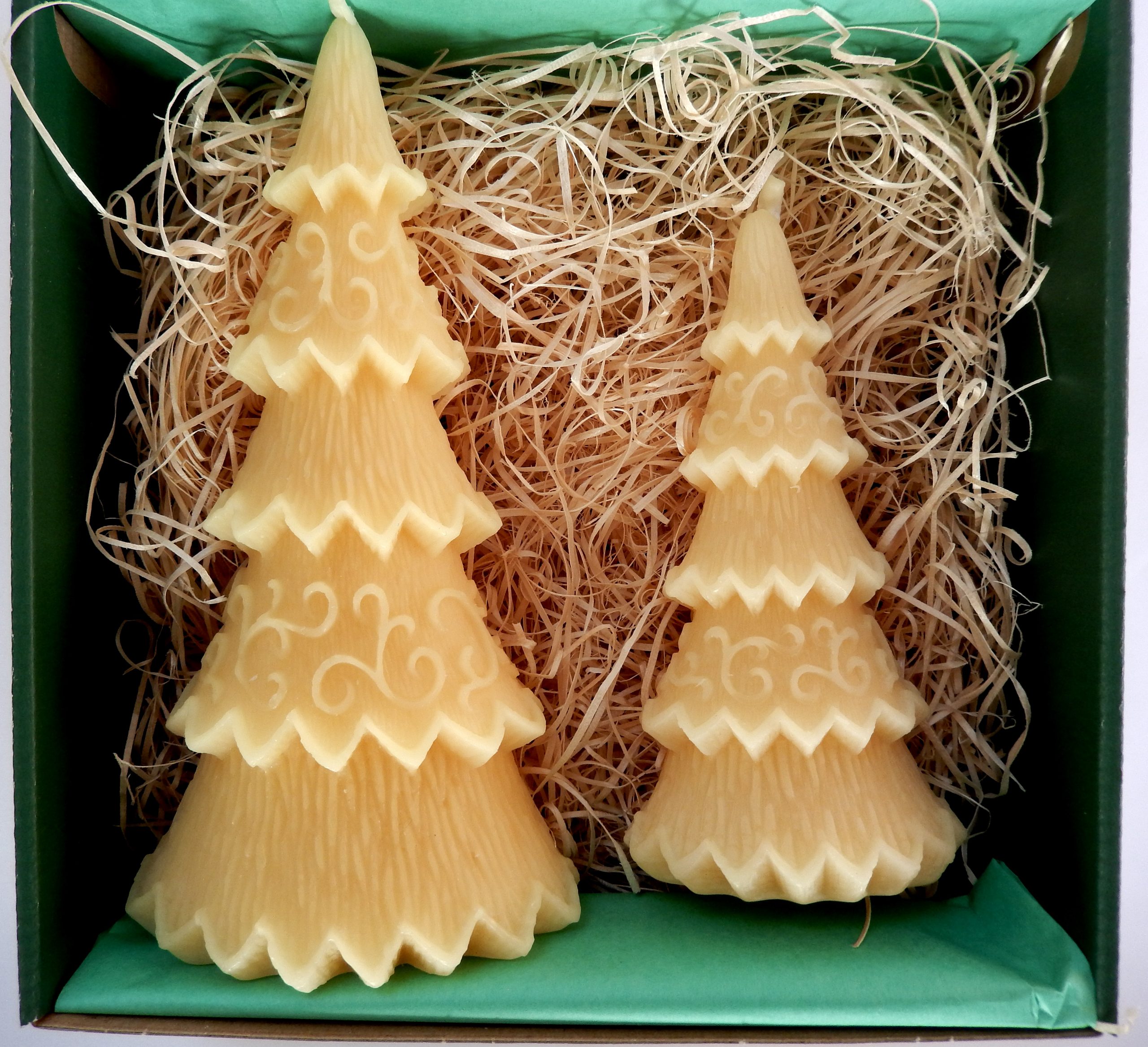 Bienenwachskerzen Geschenkset – Großer und kleiner Weihnachtsbaum