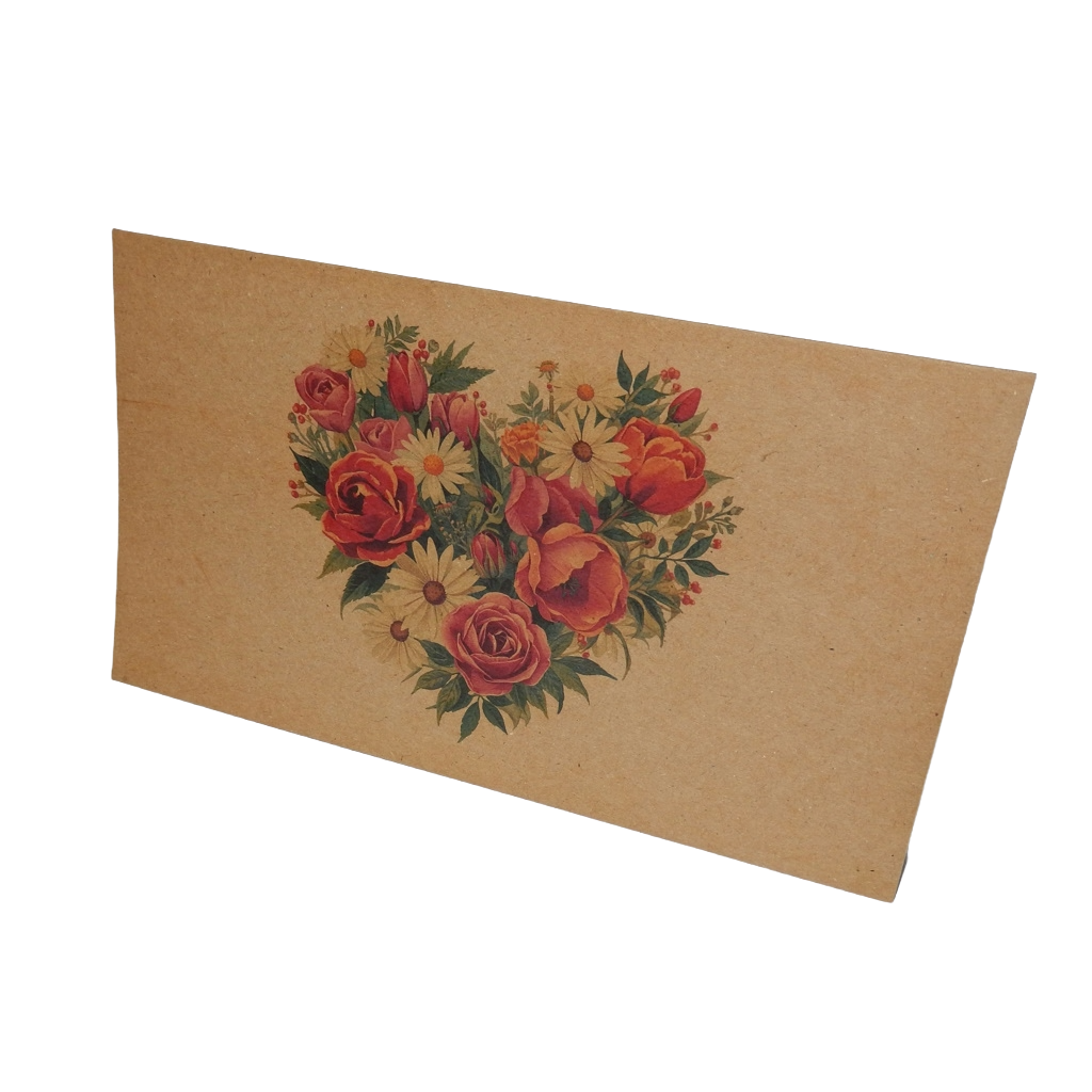 Wärme-Geschenkbox – Bienenkerze, Halter & Karte „Blumenherz"