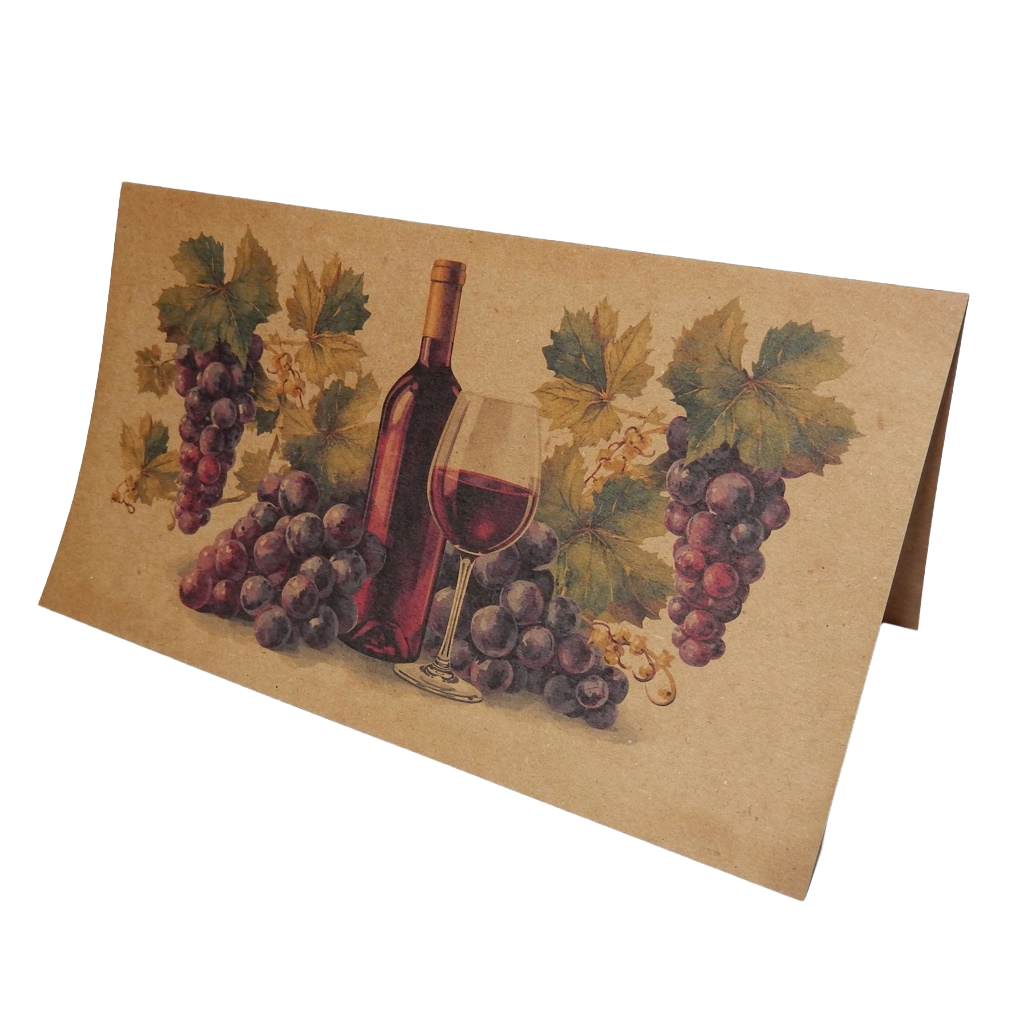 Wärme-Geschenkbox – Bienenkerze, Halter & Karte „Wein und Trauben"