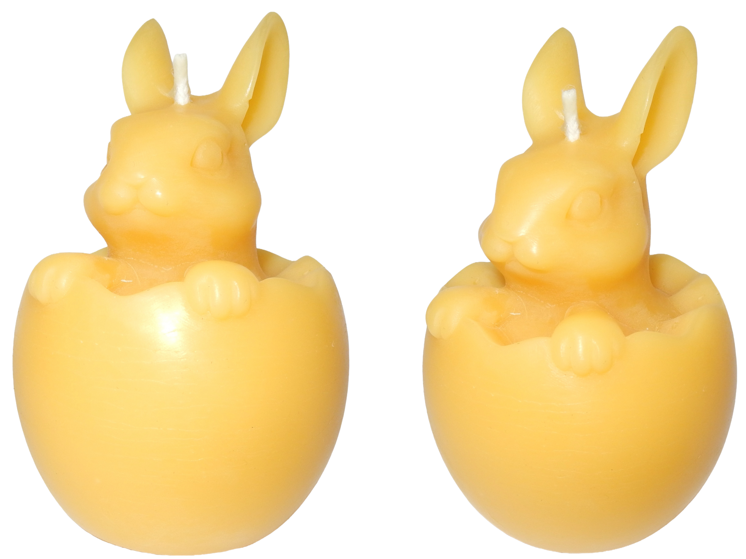 2 Osterkerzen XXL – Hasen im Ei – 100% reines Bienenwachs