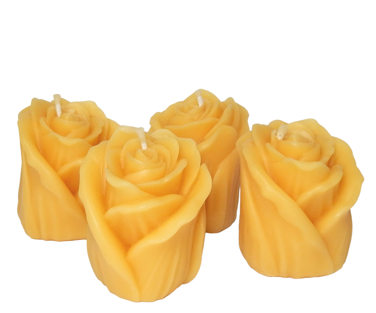 Bienenwachskerzen-Set – 4 elegante Rosen