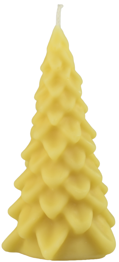 Weihnachtsbaum-Kerze mit Sternen aus Bienenwachs