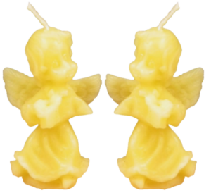 Zwei Engel-Kerzen aus natürlichem Bienenwachs