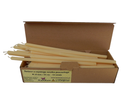 Dünne Kirchenkerze aus Bienenwachs, Ø 10 mm × 25 cm – 54 Stück