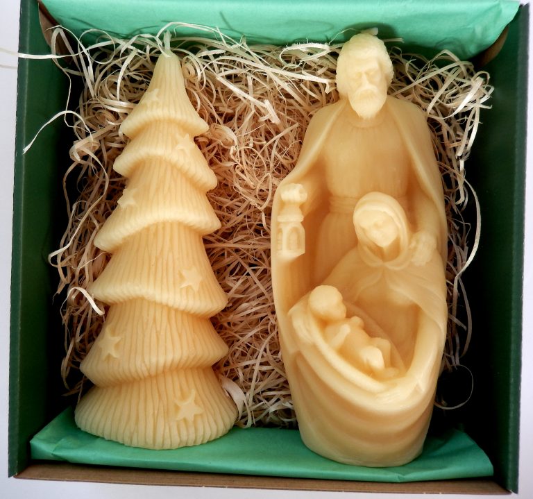 Bienenwachskerzen Geschenkset – Weihnachtsbaum und Krippe