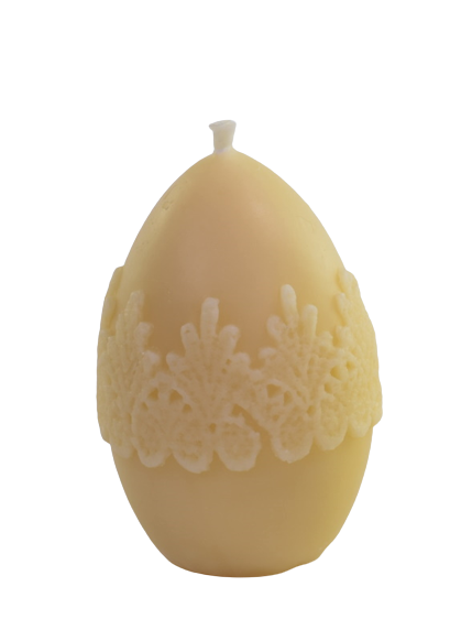 Osterei-Kerze aus Bienenwachs mit Spitze