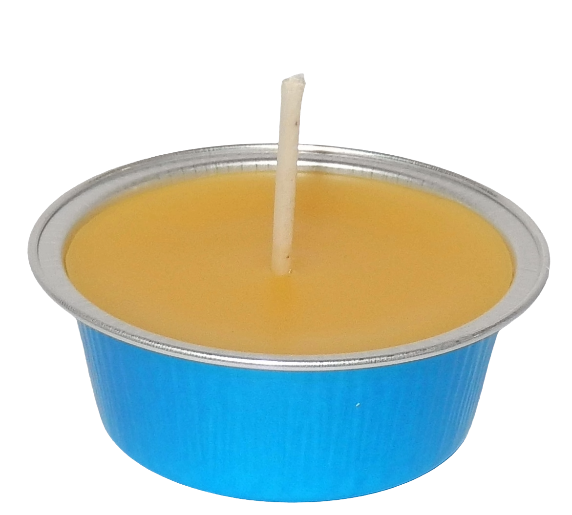 Bienenwachskerzen in ALU-Formen blau – 24 Stück