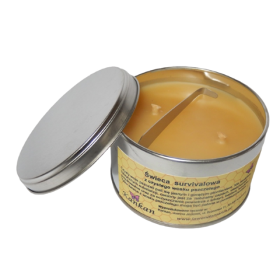 Survival-Kerze in der Dose aus Bienenwachs