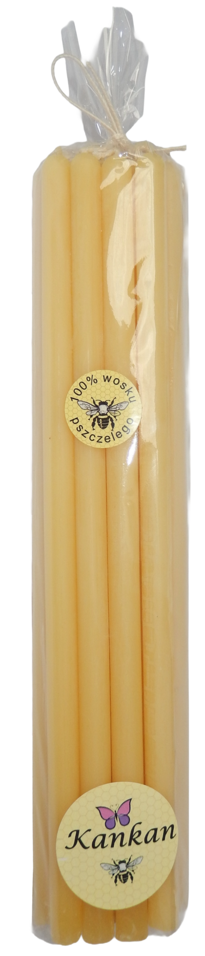 Dünne Kirchenkerze aus Bienenwachs, Ø 10 mm × 25 cm – 20 Stück